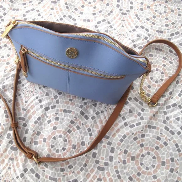 Anne Klein Sawyer Bag Sky Blue Classic Curves  24" Drop Strap crossbody - Picture 5 of 15